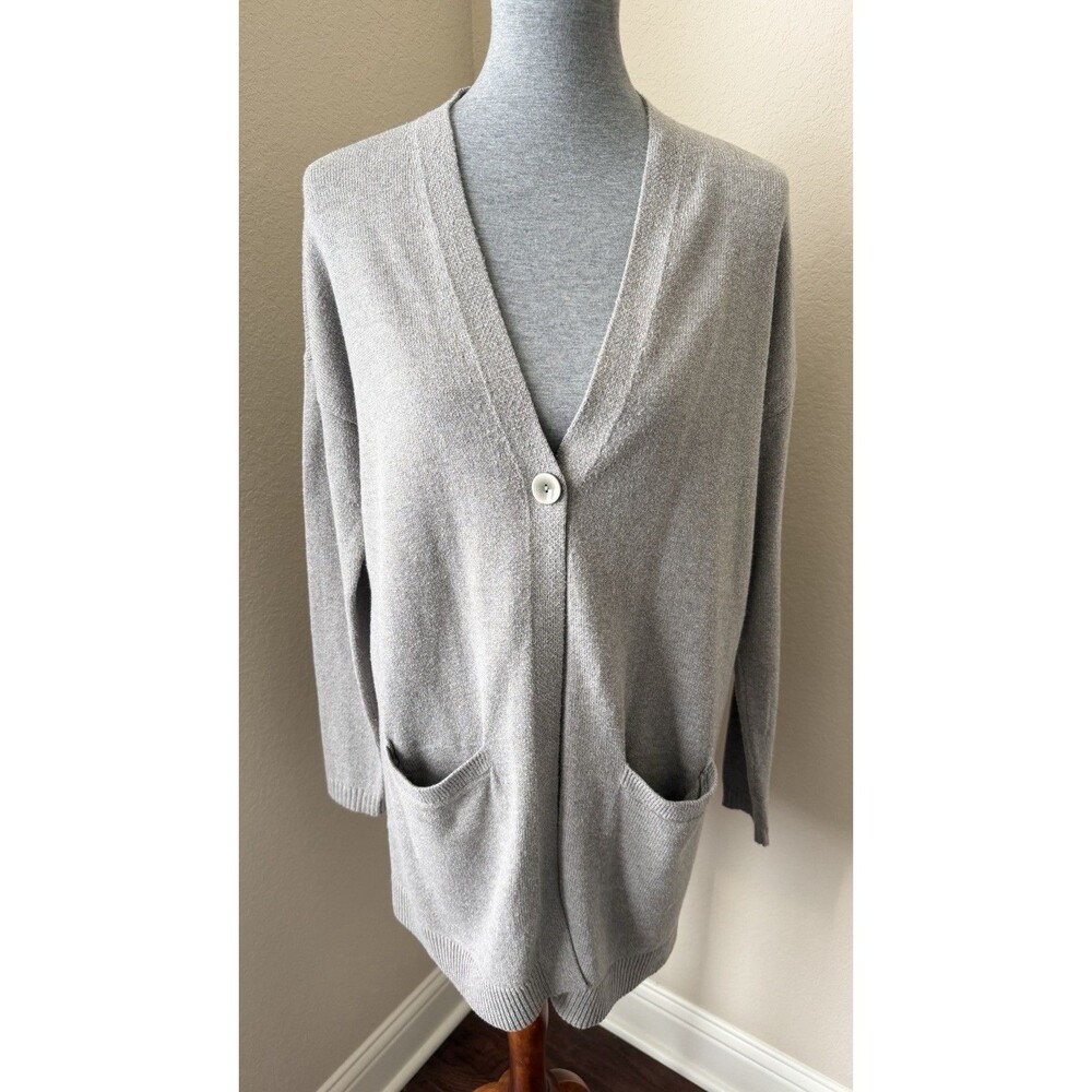 J. Jill Pure Jill Size Small Gray Long Sleeve V-Neck Single Button Knit Cardigan